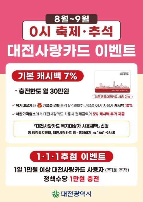 대전사랑카드 0시축제 · 추석 소비 촉진 이벤트 포스터